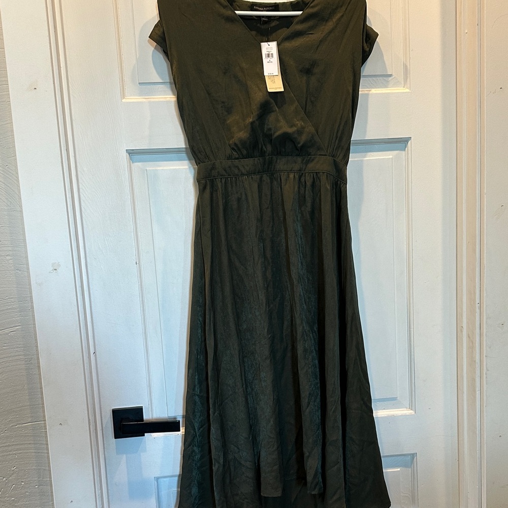 Banana Republic High Low Dress in Olive